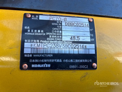 Komatsu PC70-8 Pelle Hydraulique sur Chenilles