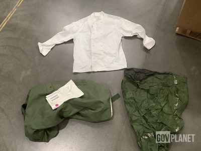 (23) Clothing Bags, (7) Food Service Uniform Smocks & Assorted Items
