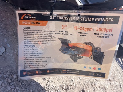 2025 ARTEER TSG-31W Skid Steer Stump Grinder (Unused)