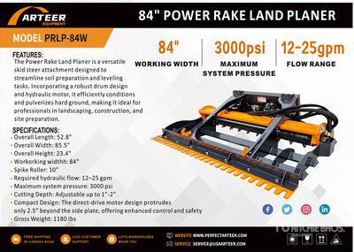 2025 ARTEER PRLP-84W 84 in Power Rake Skid Steer Stump Grinder (Unused)