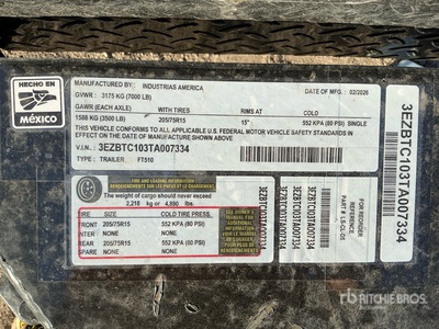 2026 Industrias America FT510 S/A Dump Utility Trailer (Unused)