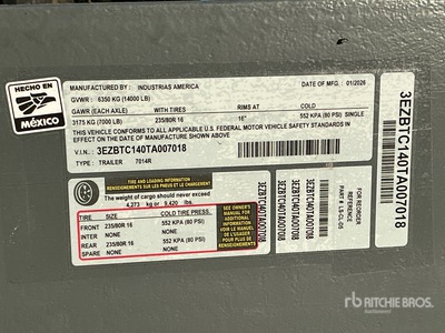 2026 Industrias America FDT7014R S/A Dump Utility Trailer (Unused)