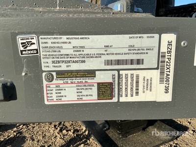 2026 Industrias America 227T 22 ft T/A Remorque Basculante Pour Équipement (Unused)