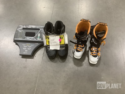 (5) Exercise Machine Monitors, (4) Pairs of Ski Boots & Assorted Items