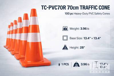 Steelman TC-PVC70R 70cm TRAFFIC CONE100 pc Highway Cones (Unused)