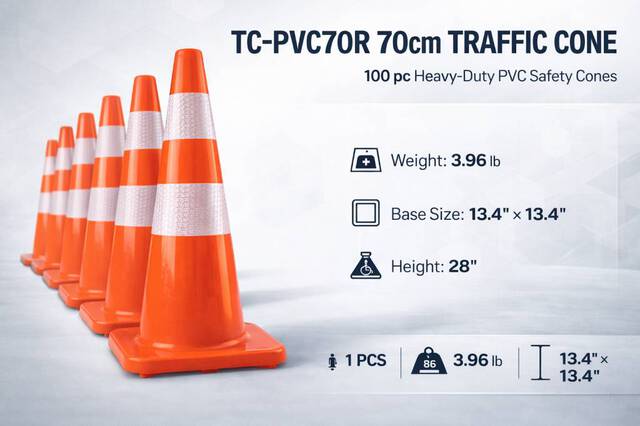 Quantity of (100) Steelman TC-PVC70R Traffic Cones (Unused)