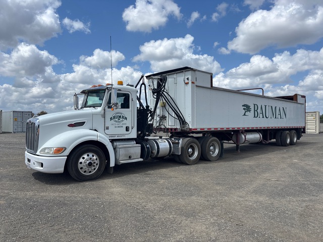 2013 Peterbilt 6x4 T/A Day Cab Truck Tractor w/1998 Western Mulch Blower Trailer