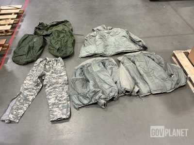 (10) Extreme Cold Weather Parkas, (8) Clothing Bags & Assorted Items
