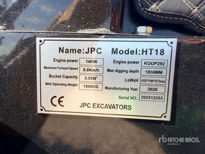 2026 JPC HT18 Minibagger (Unused)