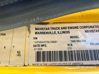 2009 International WorkStar 7400 6x4 Cab and Chassis (Inoperable)