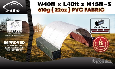 2026 Suihe C404015S-610gPVC 40 ft x 40 ft x 15 ft Container Shelter (Unused)