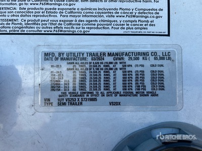 2025 Utility VS2DX 53 ft x 102 in T/A مقطورة فان