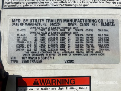 2025 Utility VS2DX 53 ft x 102 in T/A مقطورة فان