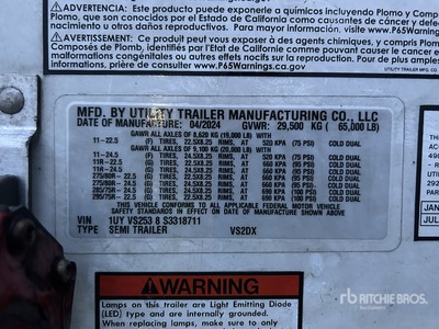 2025 Utility VS2DX 53 ft x 102 in T/A Van Trailer