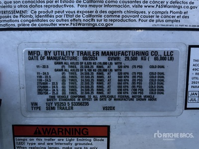 2025 Utility VS2DX 53 ft x 102 in T/A Van Trailer