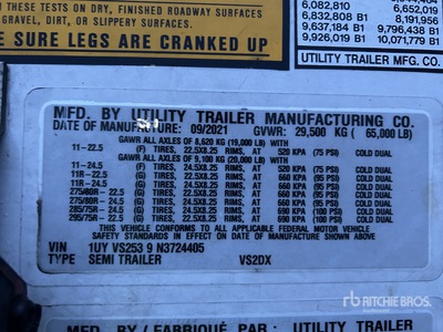 2022 Utility VS2DX 53 ft x 102 in T/A Van Trailer