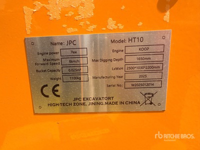 2025 JPC HT10 Wheel Excavator (Unused)