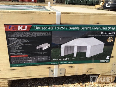 KJ K4525 Double Garage Steel Barn Shed - Unused