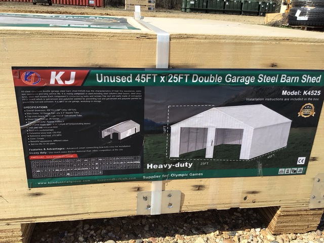 KJ K4525 Double Garage Steel Barn Shed - Unused