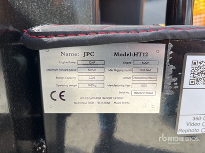 JPC HT12 Mini Excavator (Unused)
