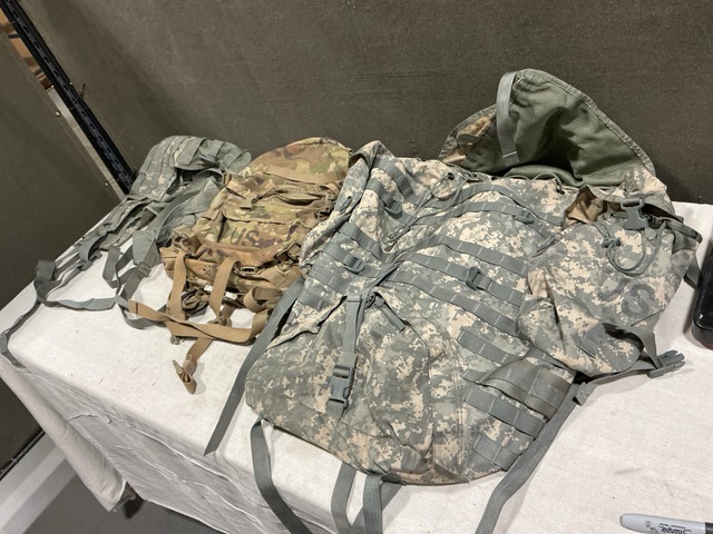 (9) Fighting Load Carriers, (27) Assault Packs & Assorted Items
