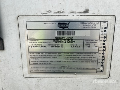 2015 Wabash DVCVHPC 53 ft x 102 in T/A Van Trailer