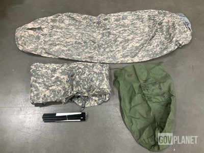 (22) Clothing Bags, (1) Combat Shelter, (15) Bivy Covers & Assorted Items