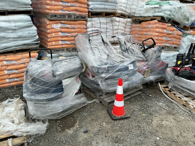 Quantity of (4) Pallets of Snow Blowers, Leaf Blowers, Walk Behind Seeders Quantity of (4) Pallets of Snow Blowers, Leaf Blowers, Walk Behind Seeders