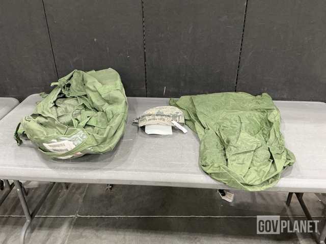 (70) Clothing Bags, (120) Utility Caps, (59) Duffel Bags & Assorted Items