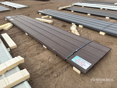 Quantity of (70) 16'ft x 3'ft Brown Metal Roof Panels معدات بناء متنوعة (Unused)