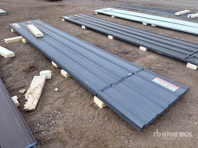 Quantity of (70) 16'ft x 3'ft Grey Metal Roof Panels معدات بناء متنوعة