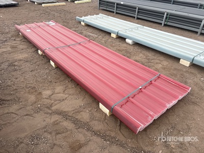 Quantity of (30) 12'ft x 3'ft Polycarbonate Roof Panel in red معدات بناء متنوعة (Unused)