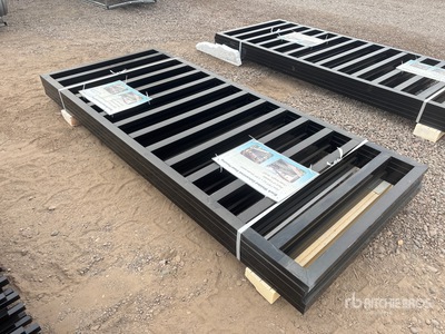Quantity of (5) 7.9'ft x 3.3'ft Black Galvanized Steel Fencing Bauzaun