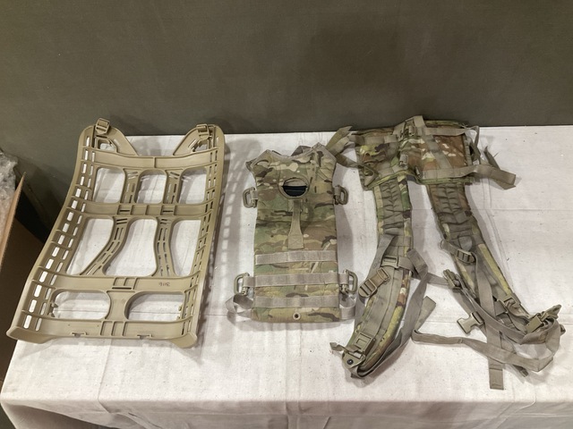 (9) Hydration System Carriers, (5) Frame Shoulder Straps & Assorted Items