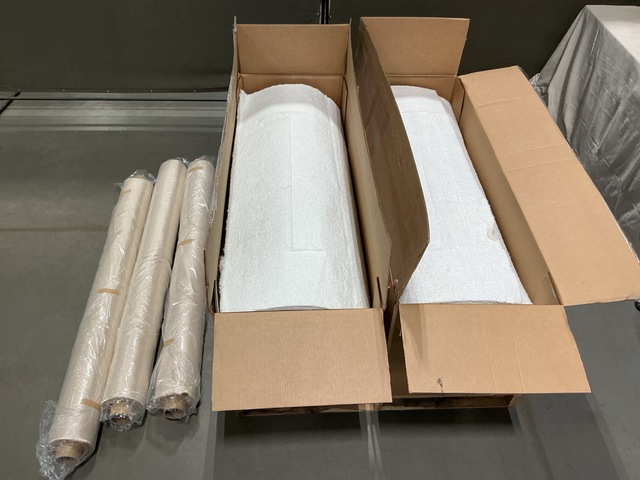 (3) Rolls of White Fiberglass Cloth & (2) Rolls of Texo HTM Mat
