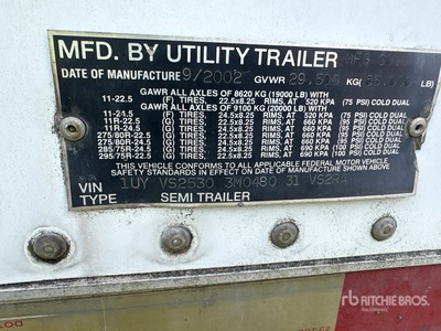 2003 Utility 3000R 53 ft x 102 in T/A Refrigerated Trailer