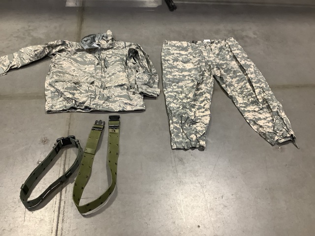 (8) Pairs of Wet Weather Trousers, (2) Camouflage Parkas & Assorted Items