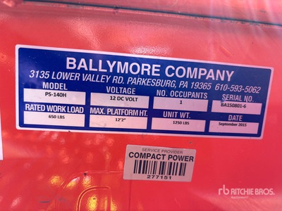 2015 Ballymore PS-140H Electric Vertical Mast Lift