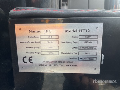 JPC HT12 Mini Excavator (Unused)