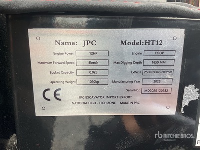 JPC HT12 Mini Excavator (Unused)