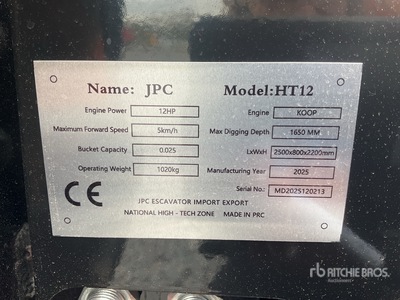 JPC HT12 Mini Excavator (Unused)