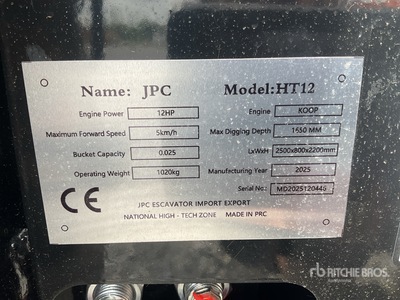 JPC HT12 Mini Excavator (Unused)