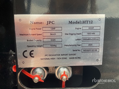 JPC HT12 Mini Excavator (Unused)