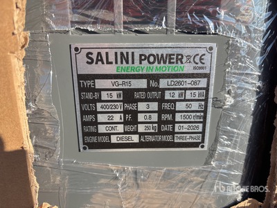 2026 Salini VG-R15 15kW Generador Portátil (Unused)