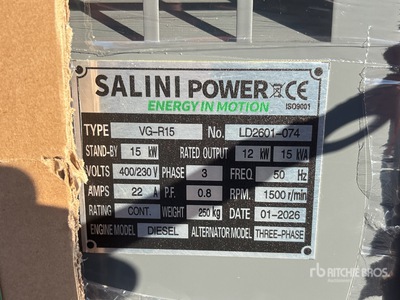 2026 Salini VG-R15 15kW Generador Portátil (Unused)