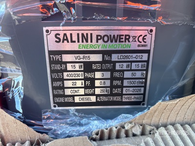 2026 Salini VG-R15 15kW Generador Portátil (Unused)