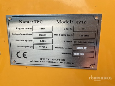KV12 Mini Excavator (Unused)