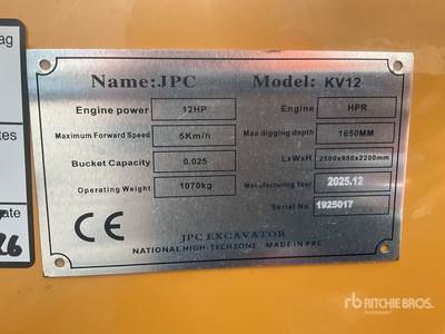 KV12 Mini Excavator (Unused)