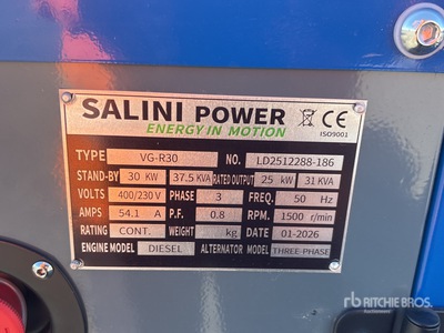 2026 Salini VG-R30 30kW Generador    (Unused)