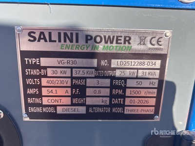 2026 Salini VG-R30 30kW Generador    (Unused)